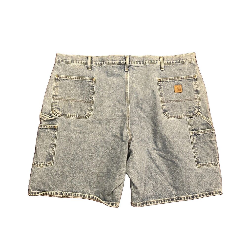 Carhartt Carpenter Denim Shorts Blue Mens Size 46 Work Utility Jeans Shorts